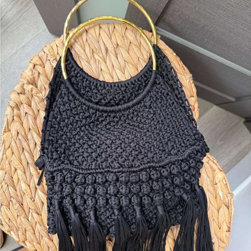 Cleobella Black Woven Bag with Gold Accents - Picture 8 of 14